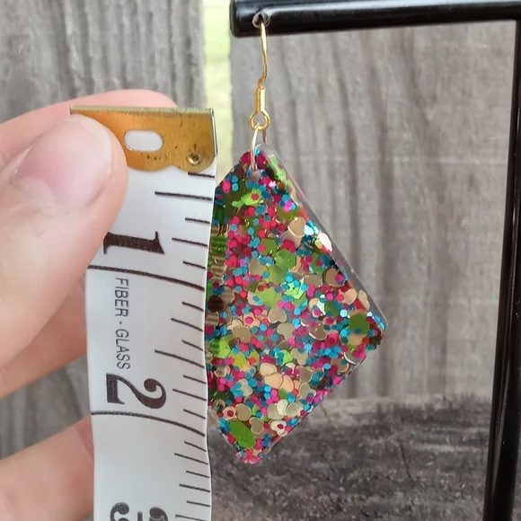 Hand Crafted Multicolor Glitter Earrings - Picture 5 of 6